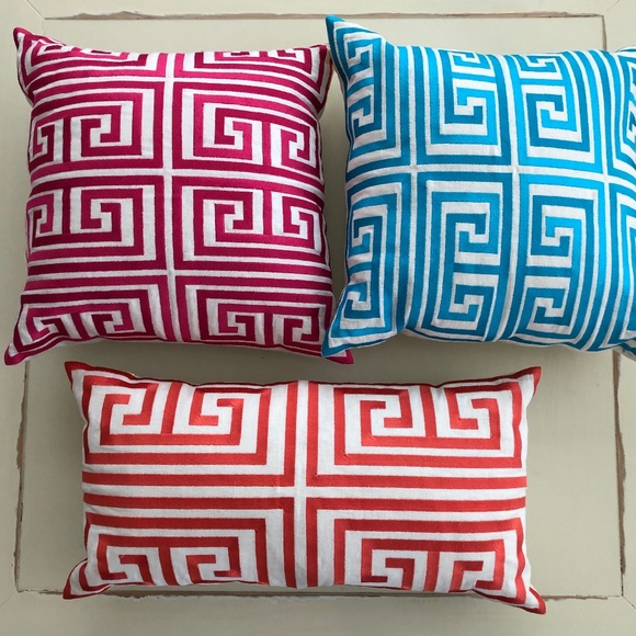 Trina Turk Embroidered Linen Pillows Set of 3 - Picture 1 of 3